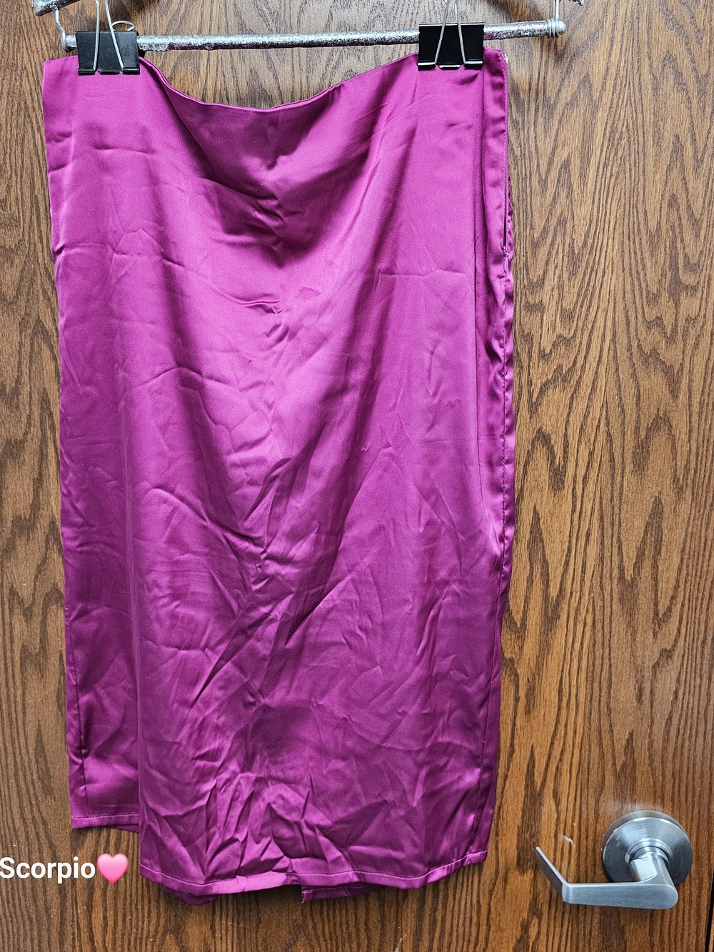 AKIRA Magenta Satin Midi Skirt